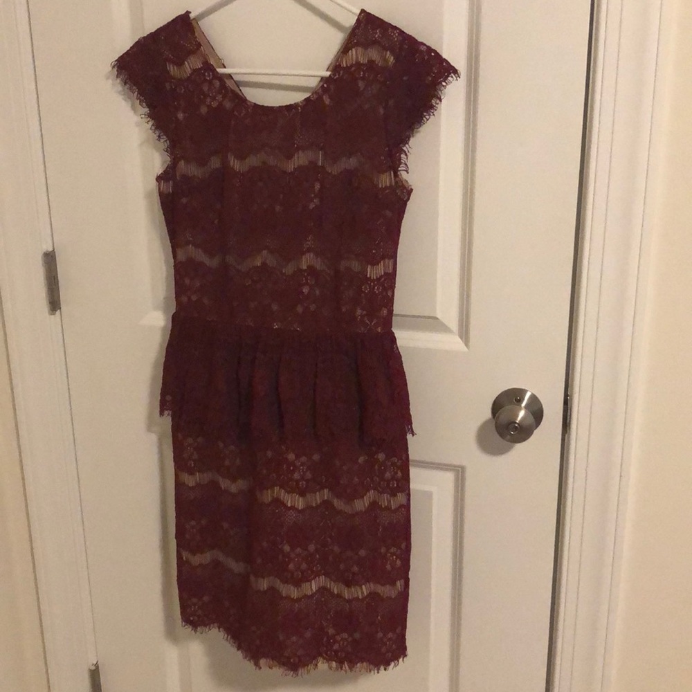 Anthropology Dress• Red Lace • plume